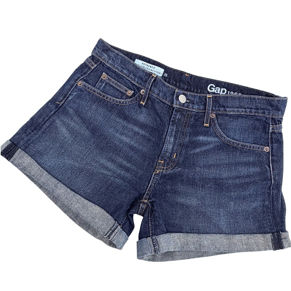 Gap Denim Shorts Womens 26 Authentic Best Girlfriend Short Mid Rise Cuffed